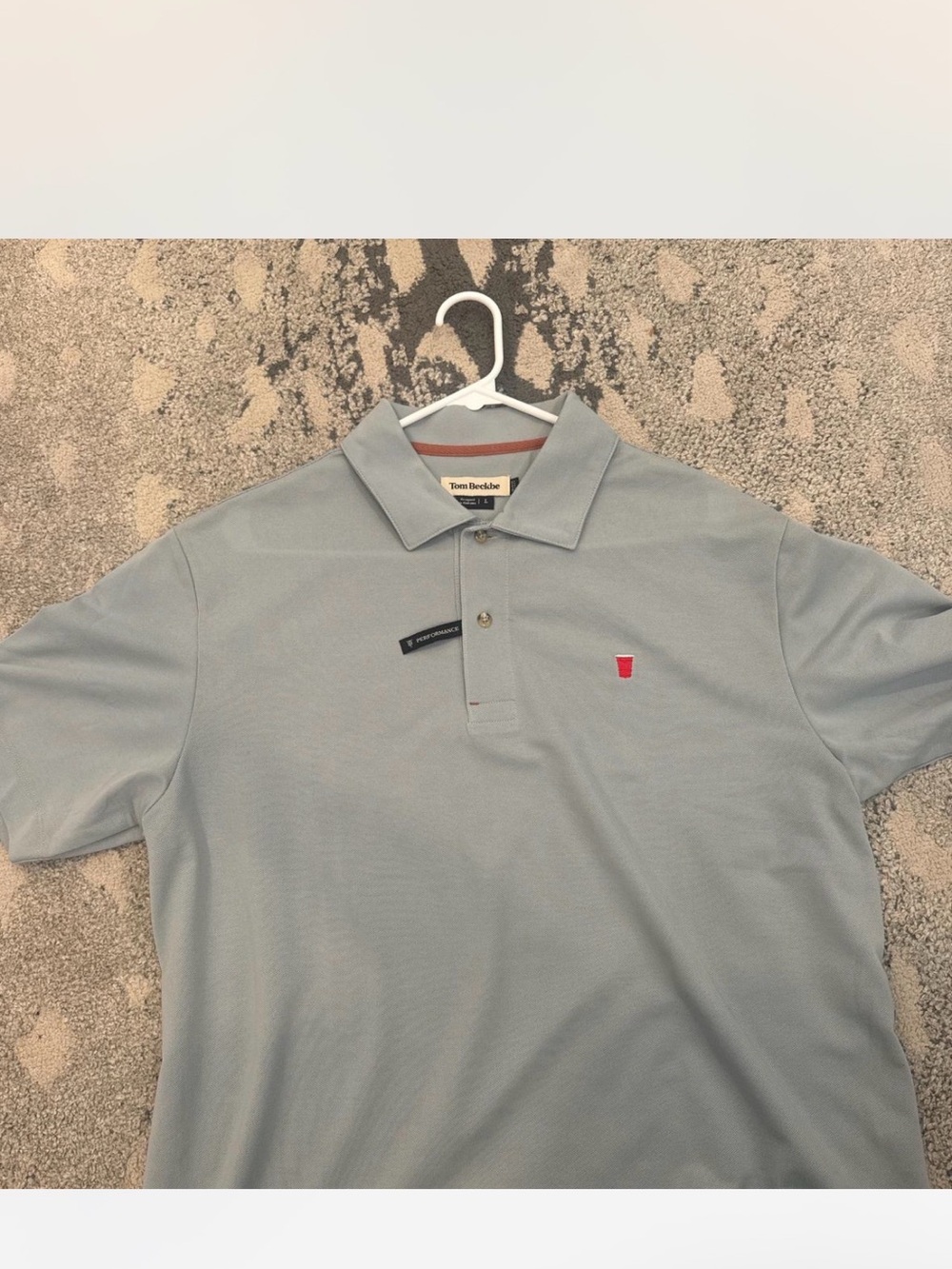 Tom Beckbe Light Blue Men's Polo with Red Accent